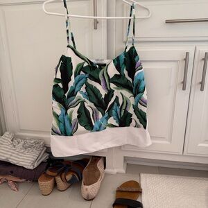 Banana Republic Factory Green and Purple Leaf Print Camisole